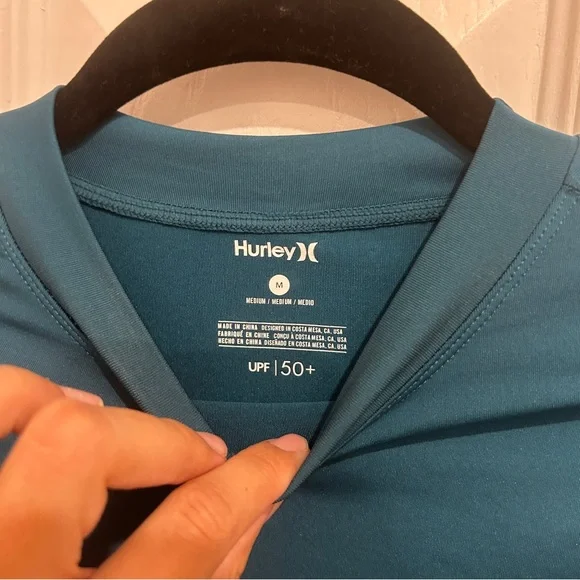 Hurley teal long sleeve rashgaurd sun protection top - Picture 5 of 6